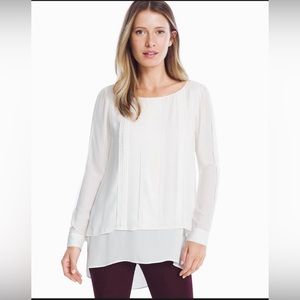 WHBM - Ecru Long Sleeve Tunic With Split Back